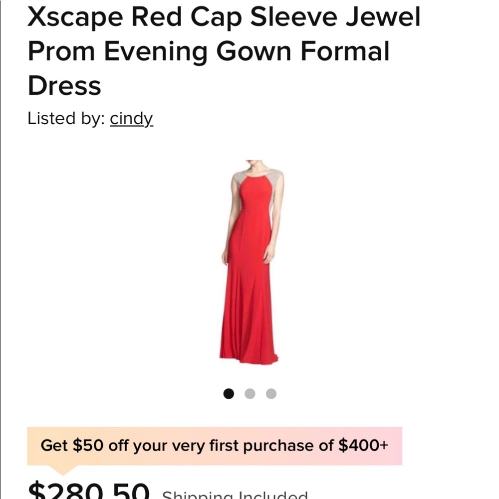 Xscape Red Cap Sleeve Jewel Evening/Prom Dress